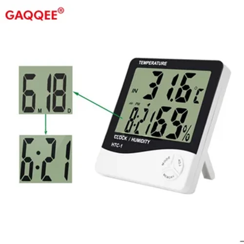 Fa'aeletonika Thermometer Hygrometer LCD Digital Temperature Susū Meter Toe Fetuuna'i Tau Fale Potu I totonu ma Fa'ailoga Uati