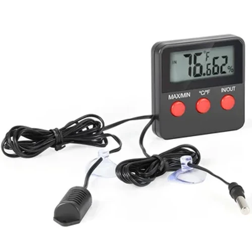 Fa'aaliga Fa'afuainumera Temi ma le Susū Meter DTH-74 fafo Incubator Thermohygrometer fa'atasi ai ma su'esu'ega mo Fagafao Foia Fuamoa Sensor.