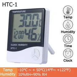 HTC-1 LCD Електронен цифров измервател на температура и влажност Термометър Хигрометър Вътрешна външна метеорологична станция Часовник
