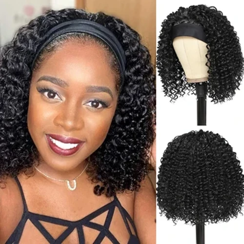 Peluca de mujer negra de alta temperatura Bob corto diadema pelucas sintéticas 10 pulgadas pelo liso Cosplay fiesta Drag Queen