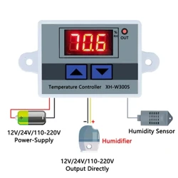 W3005 12V 24V 220V digitālā mitruma regulatora instruments Mitruma kontrole Slēdzis higrostats Higrometrs SHT20 Mitruma sensors
