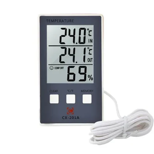 I-Digital Thermometer Hygrometer Yasendlini Yangaphakathi Yezinga Lokushisa Lomswakama Imitha C/F I-LCD Display Sensor Probe Weather Station