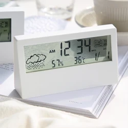LED termometrs, higrometrs, daudzfunkcionāls elektroniskais temperatūras un mitruma mērītājs, mājas meteoroloģiskā stacija ar modinātāju