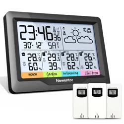 Newentor Q5 Weather Station Wireless Digital Indoor Outdoor Forecast with 3 Sensors Hygrometer Temperature Humidity