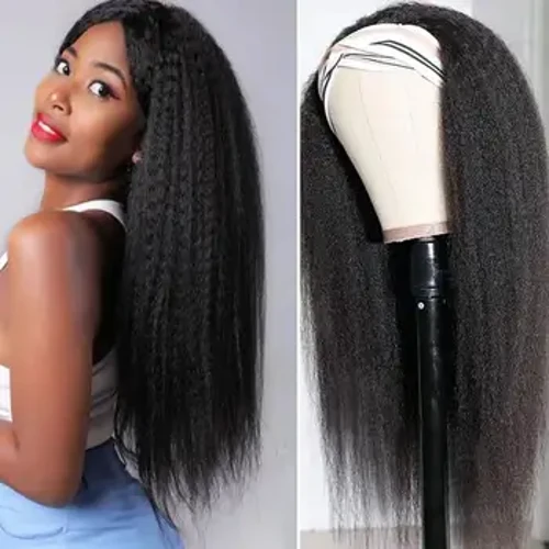 Parrucca per capelli con fascia per capelli umani densità del 180% 12A parrucca per capelli diritta crespa vergine per le donne fascia per capelli umani diritta Yaki spessa Wi