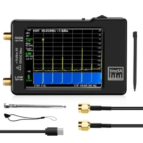 Dadansoddwyr Sbectrwm Bach a Ddelir â Llaw wedi'u huwchraddio Arddangosfa TinySA 2.8" 100kHz i 960MHz gyda Dadansoddwr Fersiwn Gwarchodedig ESD V0.3.1_E