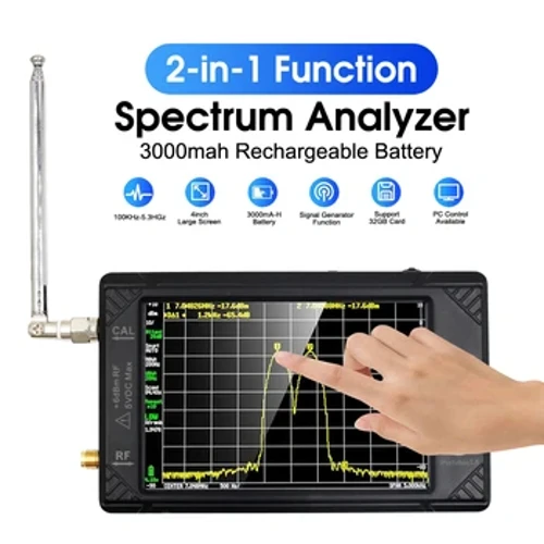 Analizator widma 4,0-calowy przenośny analizator częstotliwości LCD 100 kHz do 5,3 GHz z kartą 32 GB Generator sygnału 2 w 1