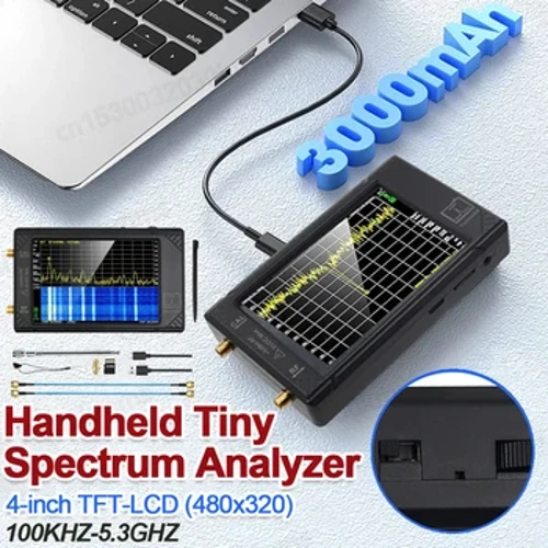 Máy Phân Tích Quang Phổ Ban Đầu TinySA ULTRA 100KHZ-5.3GHZ 4Inch Màn Hình Cầm Tay Nhỏ Máy Phân Tích Quang Phổ Máy Phát RF Có Pin