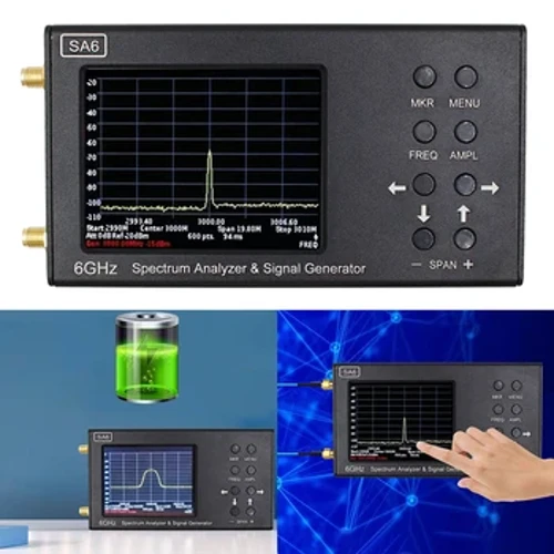 6GHz SA6 Spectrum Analyzer + Signal Generator Spectrum Analyzer 3000mAH Betri 35-6200 MHz kwa WiFi 2G 4G LTE CDMA GSM Signal