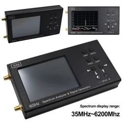 6GHz SA6 Spectrum Analyzer & Signal Generator Frequency Analyzer 3,2 tommers berøringsskjerm 3000mAH batteri 35-6200 MHz PC-kontroll