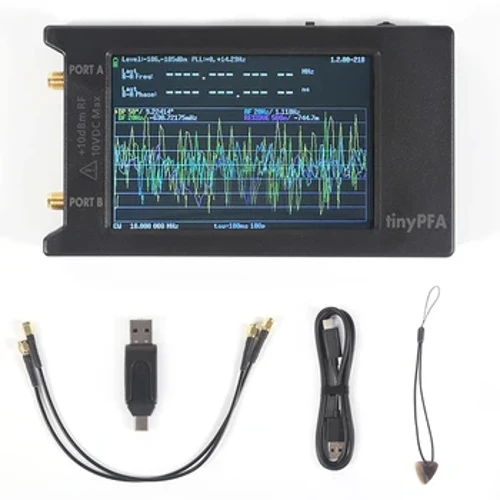 ʻO TinyPFA Portable 1MHz -290MHz Hōʻailona Phase Frequency Analyzer Spectrum Analyzer USB Hoʻopiʻi me 2000mAh Battery 4" TouchScreen