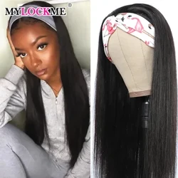 MYLOCKME Wahine Poʻo Wig lauoho kanaka Pololei Glueless Brazilian wigs no ka wahine ʻeleʻele Remy piha mīkini hana wikiwiki hoʻouna.
