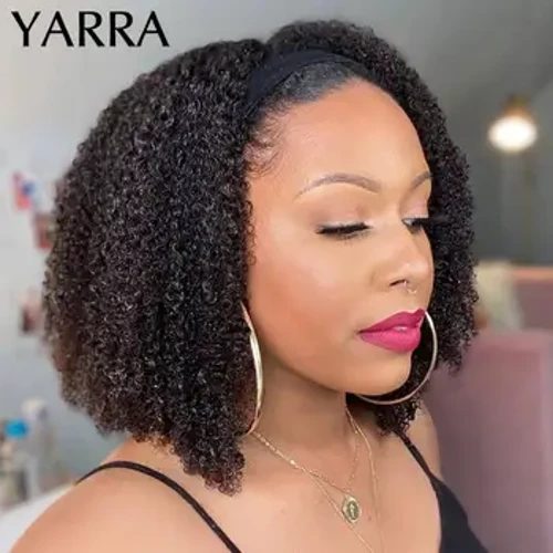 YARRA – perruque brésilienne Remy, cheveux naturels crépus bouclés, sans colle, densité 180%, entièrement faite à la Machine, pour femmes africaines