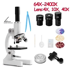 64X-2400X Microscop optic monocular pentru copii de școală elementară, știință, biologie experimentală, microscop, microscop digital