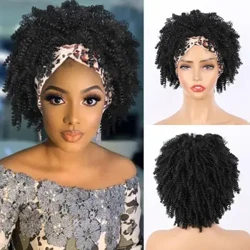 Parrucca a fascia riccia afro crespa Parrucche a fascia riccia crespa per donne nere, Parrucca sintetica corta a fascia riccia crespa Mezze parrucche Colla