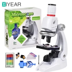 Mga Science Kit Para sa Mga Bata Beginner Microscope na May LED 100X 400X 1200X Home School Science Educational Toy na Regalo sa Kaarawan