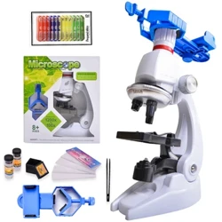 Microscope Kit Lab LED 100X-400X-1200X Home School Science Educational Toy Gift Refined Biological For Kids