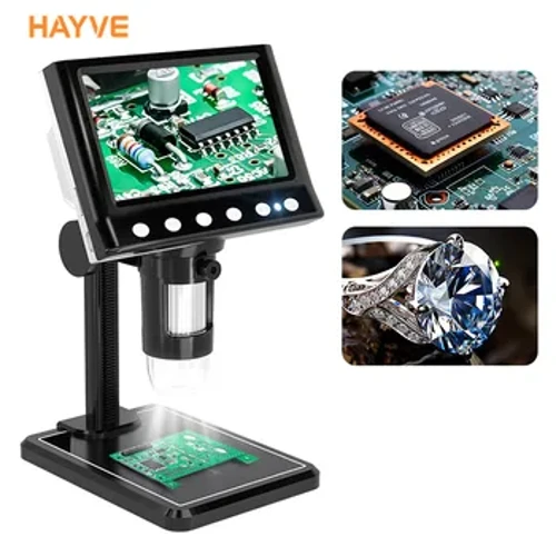 Hayve 4.3 Inci Mikroskop Digital 1600X Mikroskop USB 1080p Solder Mikroskop dengan 8 LED Kompatibel dengan Windows/Mac OS (DM7)