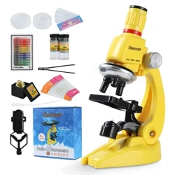 Kit de microscop biologic pentru copii 100x-400x-1200x Laborator cu lame LED Instrumente științifice rafinate Set de jucării Cadou de zi de naștere