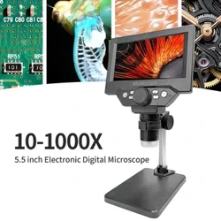 5.5" LCD Mhicreascóip Digiteach 1000X 1080P Formhéadaitheoir Mhicreascóip Bonn le Micreascóip Sádrála Seasaimh le haghaidh Deisiúchán Leictreonaic