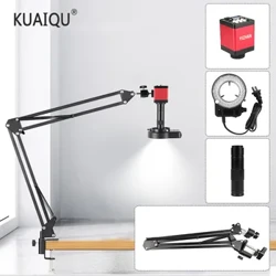 Microscopio Digital profesional con Zoom 150X, lupa de cámara electrónica HDMI VGA para reparación de soldadura, soporte ajustable, cámara LED