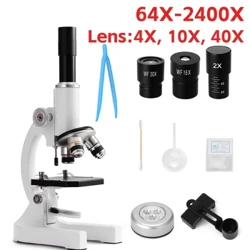 64X-2400X Monocular Optical Microscope Kula Haʻahaʻa ʻEpekema Hoʻokolohua Biology Ke aʻo ʻana Microscope Nā keiki makana lā hānau.