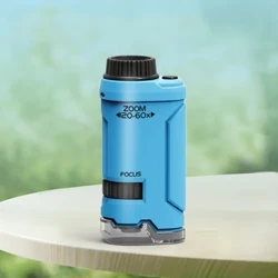 Kid Science Experiment Pocket Microscope Toy Kit 60-120x Educational Mini Handheld Microscope na may Banayad na Regalo ng Mga Laruan ng Bata