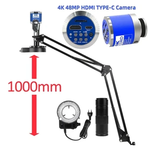 Microscópio industrial digital completo hd 4k 48mp hdmi TYPE-C 150x conjunto de microscópio com lente de zoom ajustável para solda ampliar reparo