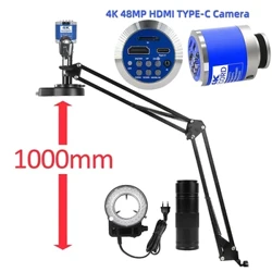 Full HD 4K 48MP HDMI TYPE-C skaitmeninis pramoninis mikroskopas 150x reguliuojamo priartinimo objektyvo mikroskopo rinkinys litavimui Padidinti Taisymas