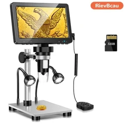 RIEVBCAU Digital Microscope 1200x Magnification HD USB Professional Electron Microscopios Para sa Pag-aayos Gamit ang 10 LED Light