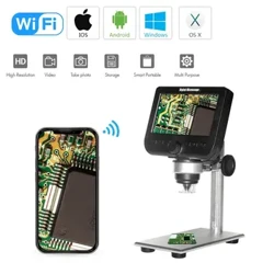 Microscope numérique WiFi 4.3 "LCD grossissement 1000X, Microscope à pièces de monnaie USB, caméra vidéo enregistreur pour l'observation des étudiants 6led