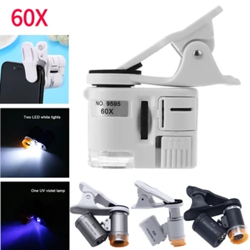 60X Điện Thoại Di Động Kính Hiển Vi Kính Phóng Đại Đa Năng Kẹp Điện Thoại Phóng Đại Len Macro Zoom Tập Trung Điều Chỉnh Bỏ Túi Kính Hiển Vi