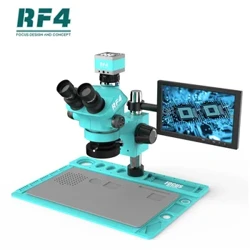 RF4 7-50X INDUSTRIAL Optical Lab Zoom Trinocular Stereo Microscopio HDMI 2K Camera da 10 pollici Monito
