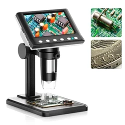 RIEVBCAU DM7 4,3'' digitalmikroskop 1000X myntmikroskop 1080P videomikroskop för vuxenlödning med 8 lysdioder Dropshipping