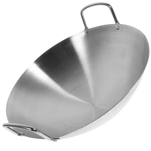 Wok de aço inoxidável com fundo redondo Wok frigideira grande frigideira de grande capacidade