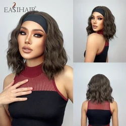 EASIHAIR Nâu Ngắn Dây Đội Đầu Tóc Giả Dành Cho Nữ Ngắn Lượn Sóng Bob Tổng Hợp Tóc Giả Cao Cấp Mượt Tự Nhiên Đầu Tóc Giả Chịu Nhiệt