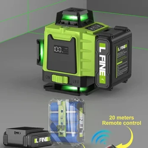 Nivel láser LFINE 3D/4D, 12/16 líneas horizontales y verticales con mando a distancia, 8 líneas, niveles láser autonivelantes de 360°