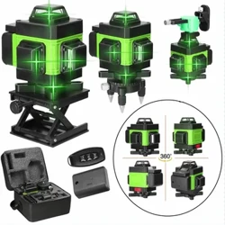 Hög precision 360° självnivellerande lasernivåinstrument med 3000mAh batteri Högeffekts grön laser 3D/4D 12/16 linjer Laser Vert