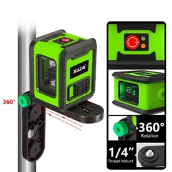 2 Linnen Laser Level Self-Leveling horizontal a vertikal Kräiz Super mächteg Green Laser Beam Linn