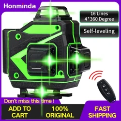 Livello laser 4D a 16 linee Linea verde autolivellante 360° orizzontale e verticale Livello laser super potente Livello laser a raggio verde