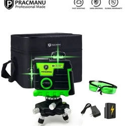 Pracmanu Laser Level 12 Lines 3D Laser Level Samonivelačný horizontálny a vertikálny kríž Super výkonné zelené lúče