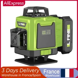 Nivel láser 4D de 16 líneas Nivel 3D de 12 líneas Autonivelante de 360° Cruz horizontal y vertical Rayos láser verdes súper potentes