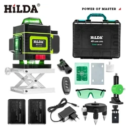 Nivel láser Horizontal y Vertical, 16 líneas, 4D, 360, línea verde, autonivelante, nivel láser súper potente, nivel láser Rayo verde