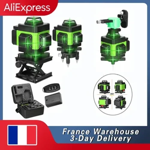 Nivel láser 4D de 16/12 líneas, línea verde, autonivelante, nivel láser 360 Horizontal y Vertical, nivel láser súper potente, nivel láser Rayo verde
