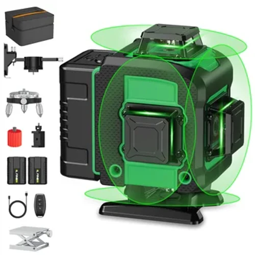 4D Laser Level 16 na Linya Pahalang At Vertical Na May Remote Control 360°Self-leveling Super Napakahusay na Laser Level na May 2 Baterya