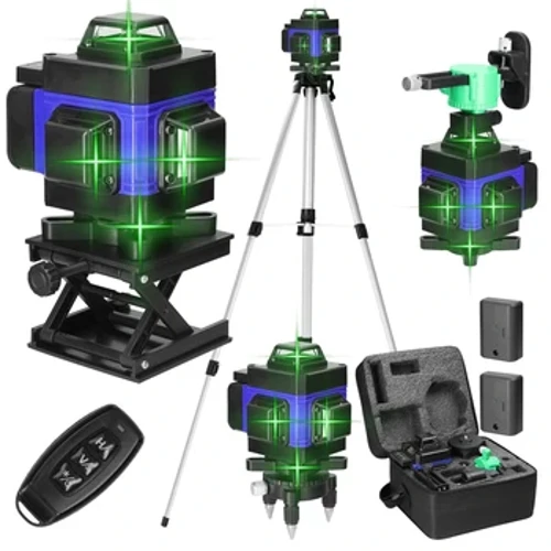 4D 16 Lines Laser Level 3° Itsetasaava kone USB-ladattava litiumakkutasoitustyökalu 1,2 metrin 3-korkeudella jalustalla