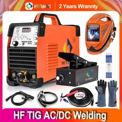 HITBOX AC/DC Aluminium WIG-Schweißgerät HBT250P HF WIG/MMA ARC Stabschweißgerät mit Puls Argonschweißen IGBT Inverter 2T/4T