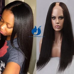 Ελαφρύ Yaki Straight 1X3 U Part Περούκες Ανθρώπινων Μαλλιών Brazilian Remy U Shaped No Leave Out Περούκες U-Part χωρίς κόλλα για μαύρες γυναίκες