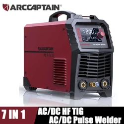 ARCCAPTAIN TIG kebşirleýji maşyn AC / DC 200Amp impulsly alýumin meýdançasy / üçburç tolkun / taýak / MMA / Spot MultiProcess Dual 110V220V