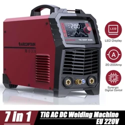 ARCCAPTAIN 7 in 1 Tig AC/DC 용접기 230V 200A 인버터 TIG/StickPulse 알루미늄 정사각형/삼각파/스팟 MultiProcess